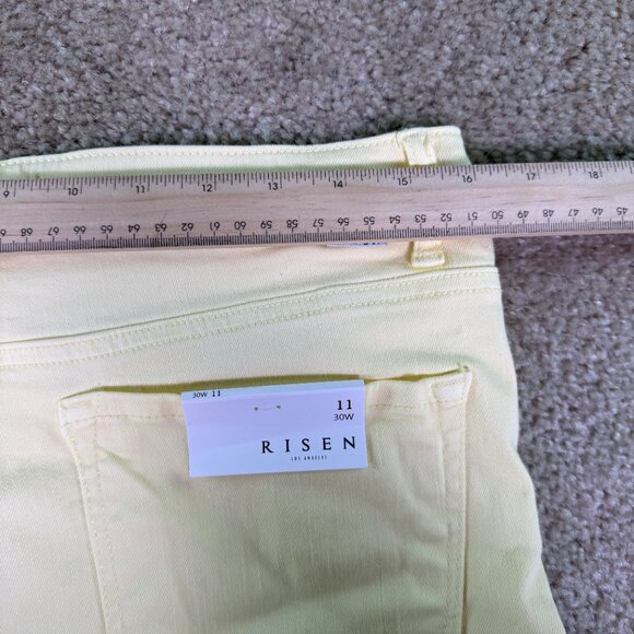 Risen Womens Raw Hem Wide Leg Jeans Yellow Sz 11 30 RDP5383 High Rise 32X32 E572 - Picture 12 of 16